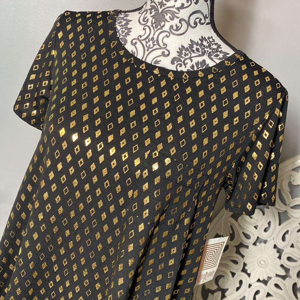 Lularoe Carly Dress Elegant Collection Black w/ Gold Shimmer Size XS NWT - Picture 4 of 10